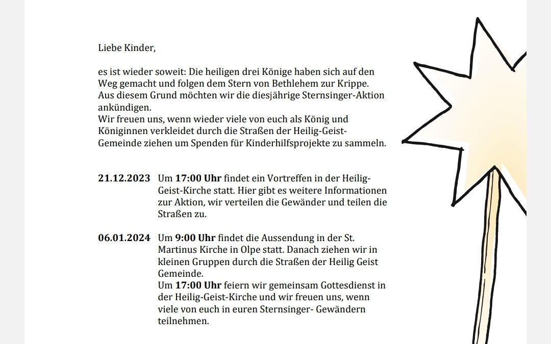 Treffen zur Stern­sin­ger­ak­tion in Heilig Geist