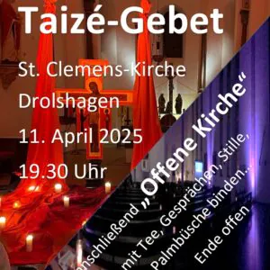 Plakat Taize-Gebet St. Clemens Drolshagen 2025